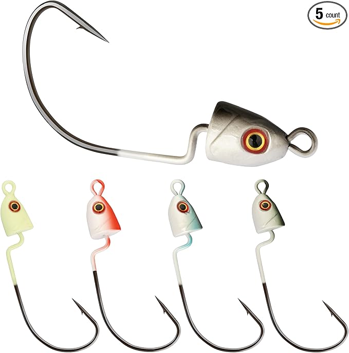 5Pcs Jig Head Hooks with Underspin Spinner Blade, Fishing Jig Heads for Crappie Bass Walleye Pike