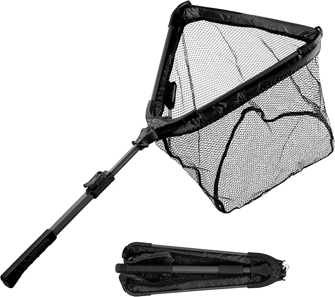 Fishing Net – Durable Landing Net with Hard-Anodized Aluminum Frame & Rubber Mesh for Kayak, Shore & Boat Fishing