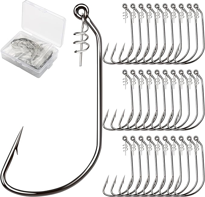 30pcs Twistlock Bass Fishing Hooks – Weedless Swimbait Design with Centering Spring Pin for Soft Plastic Lures 1/0 2/0 3/0 4/0 5/0 - Image 5