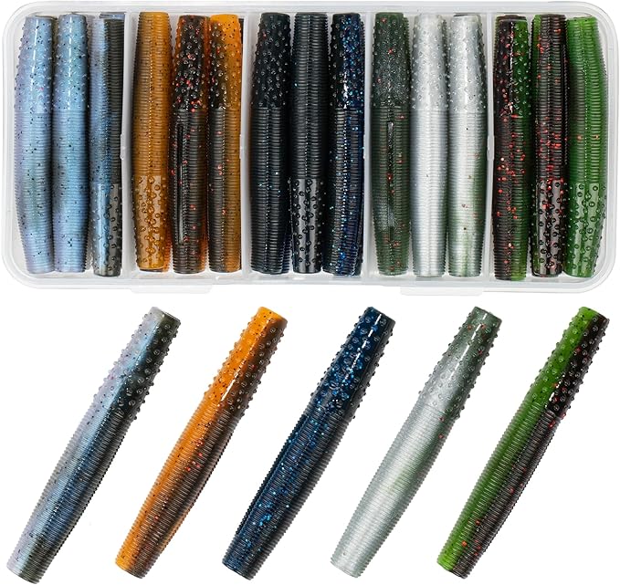 30/50/78/100Pcs Senko Worms Kit – 4"/5" Soft Plastic Fishing Lures with Salt Impregnation for Bass Fishing